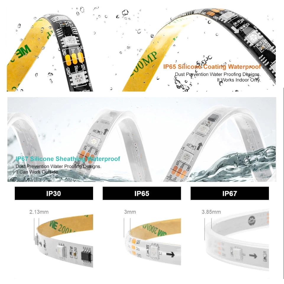 ĐÈN LED DÂY FULL MÀU WS2811 60LED/MÉT CUỘN 5 MÉT ĐIỆN ÁP 12V - Hình ảnh 4