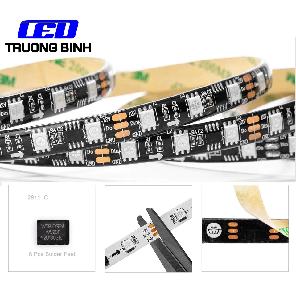 ĐÈN LED DÂY FULL MÀU WS2811 60LED/MÉT CUỘN 5 MÉT ĐIỆN ÁP 12V - Hình ảnh 3