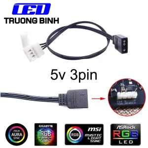 ĐẦU NỐI ARGB 5V 3PIN VỚI KHỚP NỐI NHANH KẾT NỐI LED WS2812B VỚI PC QUA CỔNG AURA