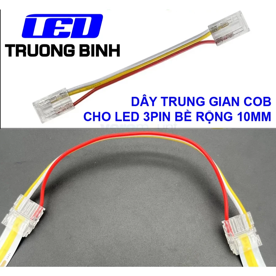 ĐẦU NỐI NHANH COB TRONG SUỐT 3PIN KHÔNG CẦN HÀN CHÌ BỀ RỘNG 10MM CHO LED DÂY FULL MÀU COB WS2811 WS2812B - Hình ảnh 2