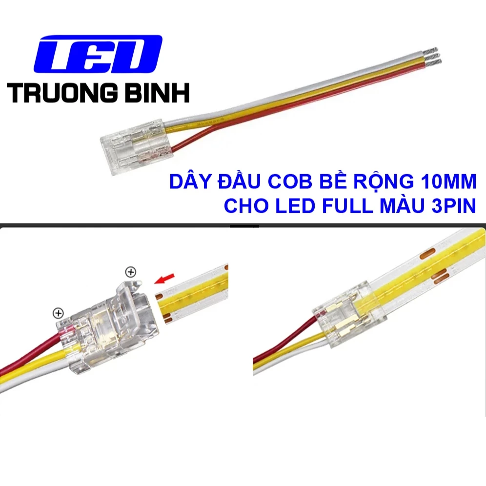 ĐẦU NỐI NHANH COB TRONG SUỐT 3PIN KHÔNG CẦN HÀN CHÌ BỀ RỘNG 10MM CHO LED DÂY FULL MÀU COB WS2811 WS2812B - Hình ảnh 7