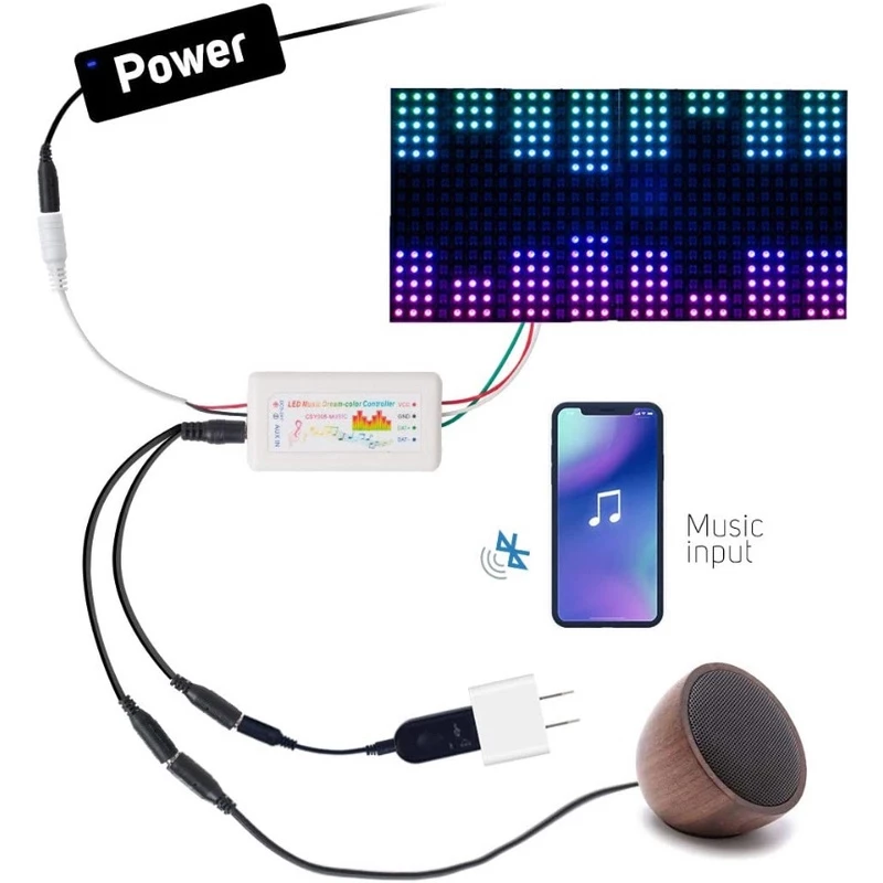 CSY008 BỘ ĐIỀU KHIỂN LED FULL MÀU ARGB WS2812B WS2811 UCS1903 NHÁY THEO NHẠC - Hình ảnh 4