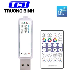 BT124M SURPLIFE BỘ ĐIỀU KHIỂN LED FULL MÀU ARGB WS2812 HỖ TRỢ APP BLUETOOTH VÀ REMOTE 24 PHÍM