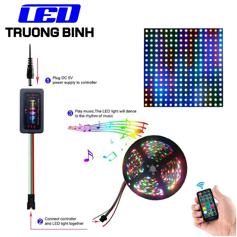 GT201 BỘ ĐIỀU KHIỂN LED FULL MÀU NHÁY THEO NHẠC 21 PHÍM DIY CHO LED WS2811 WS2812B UCS1903 - Hình ảnh 5