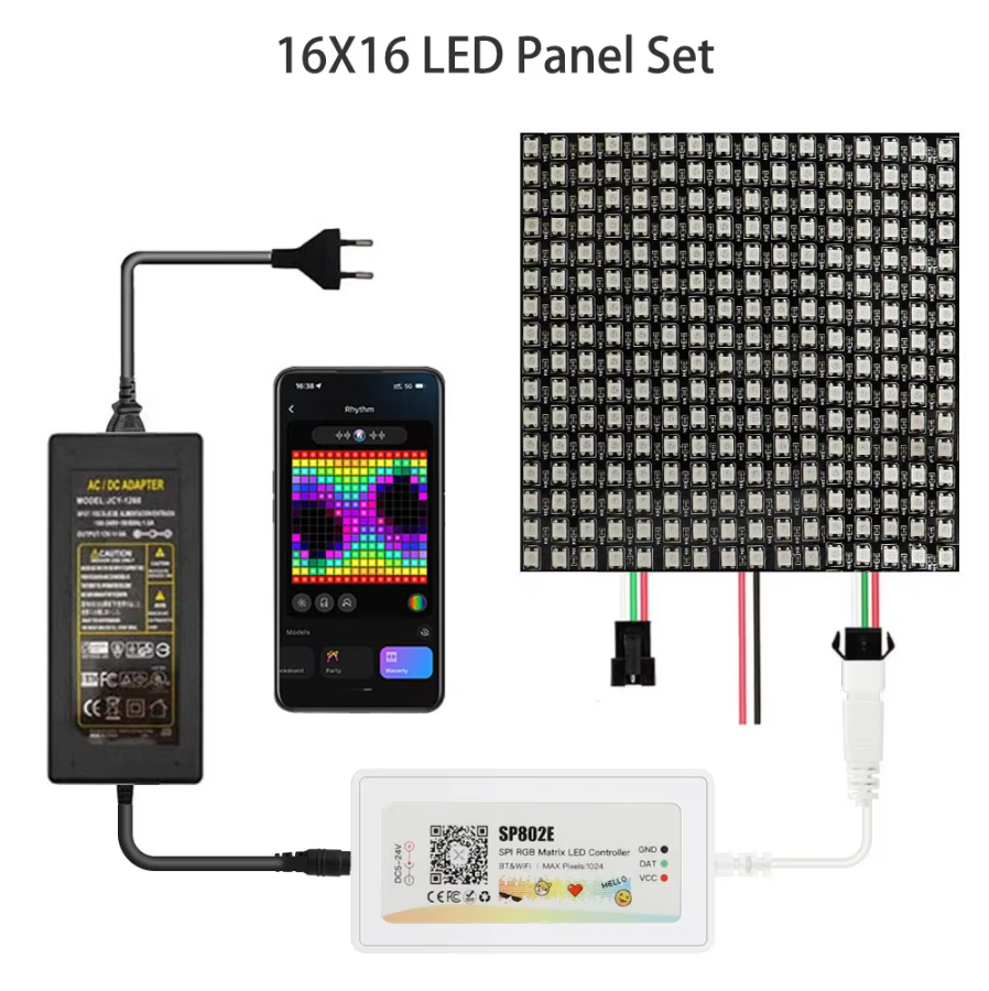 MODULE LED MA TRẬN FULL MÀU ARGB WS2812B 5V 64BIT 8X8 100BIT 10X10 256BIT 16X16 - Hình ảnh 7